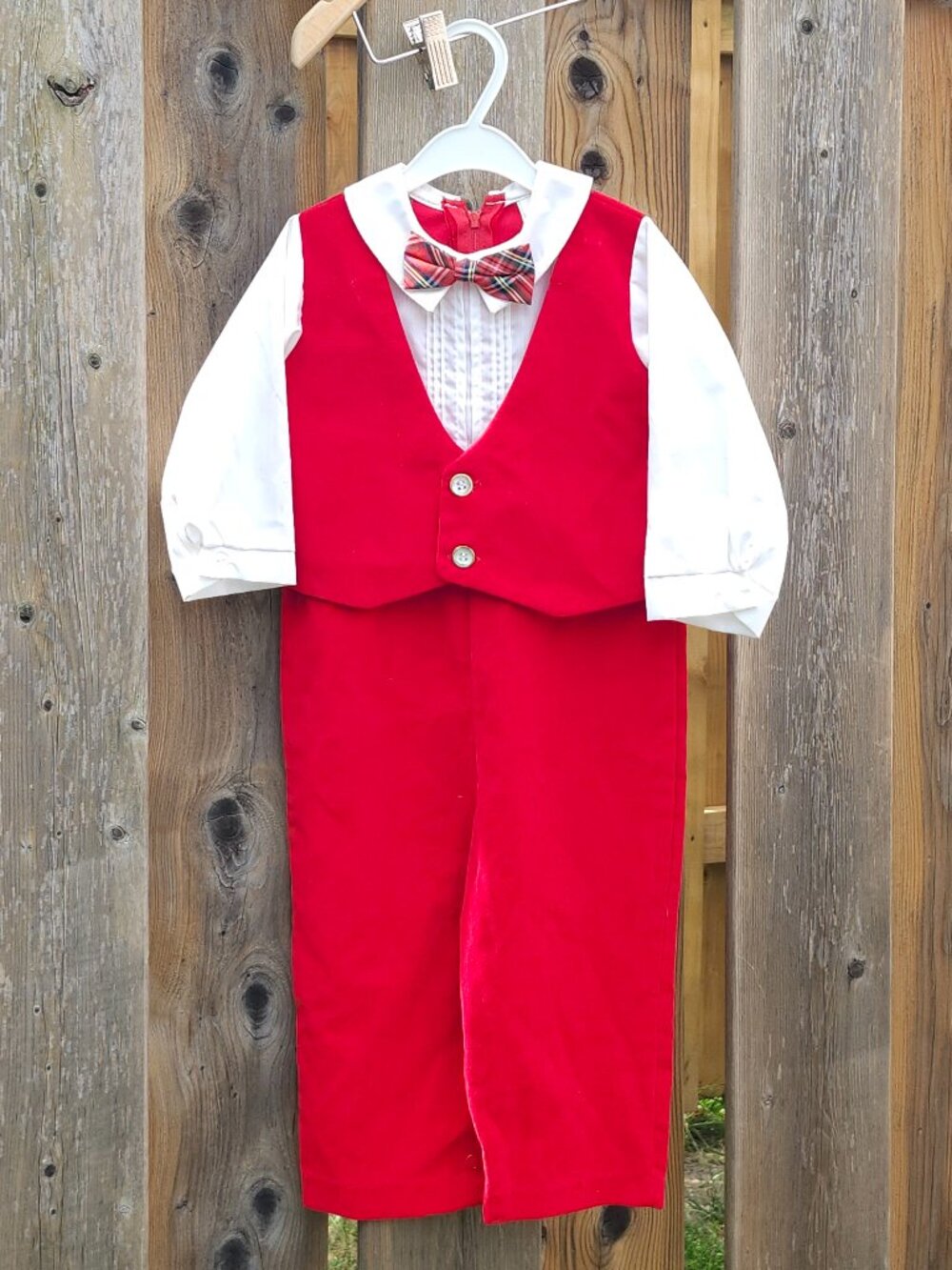 VINTAGE ALEXIS BABY Suit Size 18M Red Velvet suit Set 25-28 Months Jumpsuit